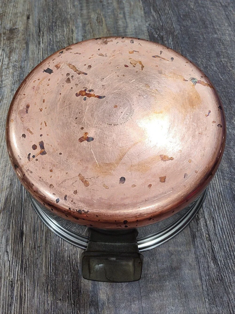 Vintage Revere Copper Maid Pot With Domed Lid, 6-Qt Stock Pot, Stainless Steel